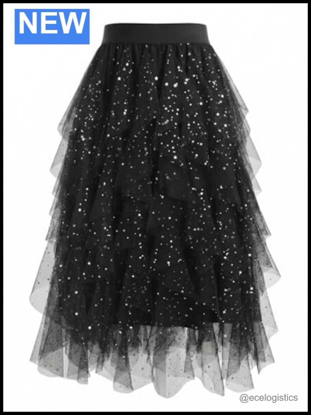 Irregular Layered Tulle Tutu Skirt High Waist A-Line Fairy Puffy Long